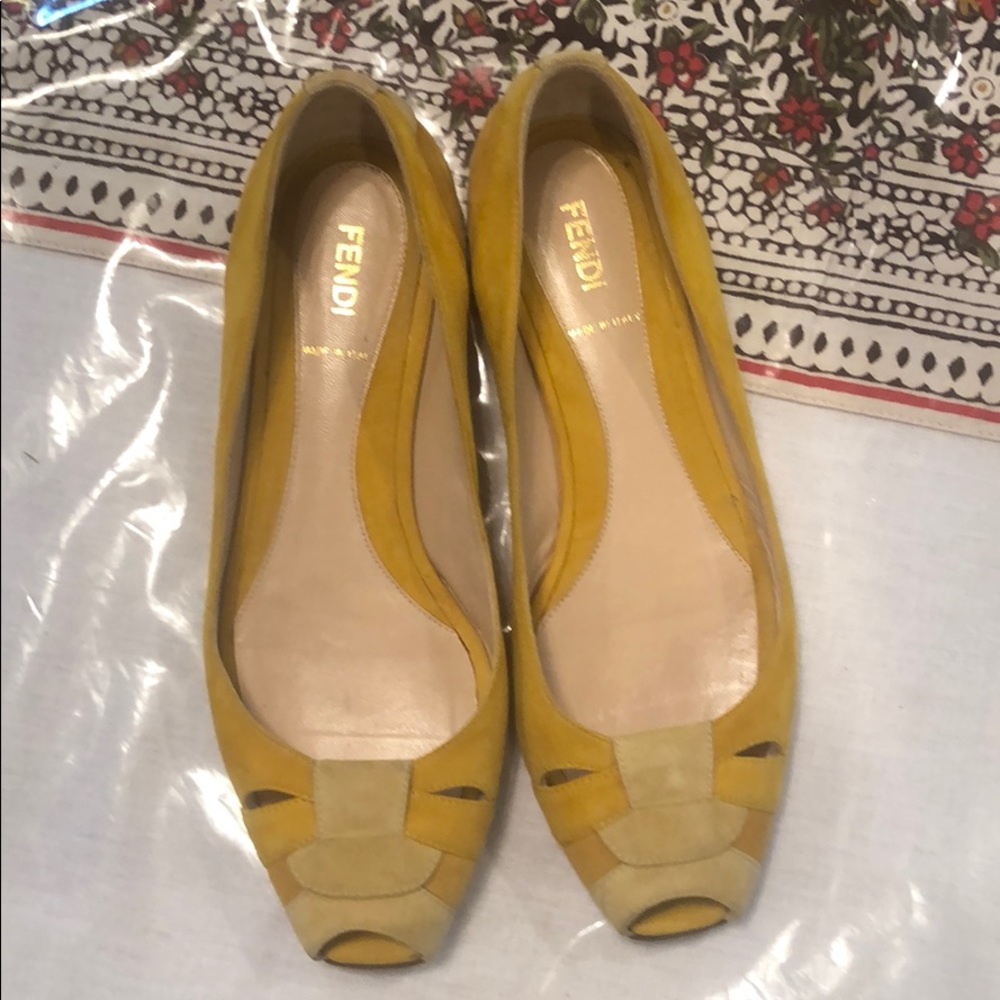 Vintage Yellow Suede Leather Fendi Sandals